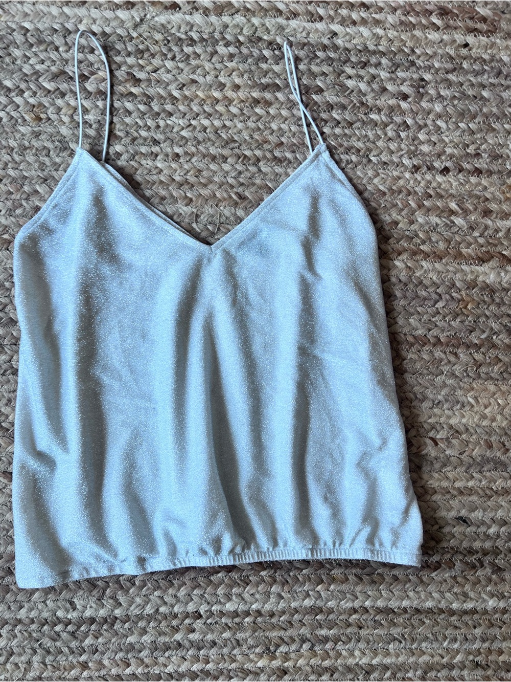 Silver metallic tank express sparkle Y2Kvibe M